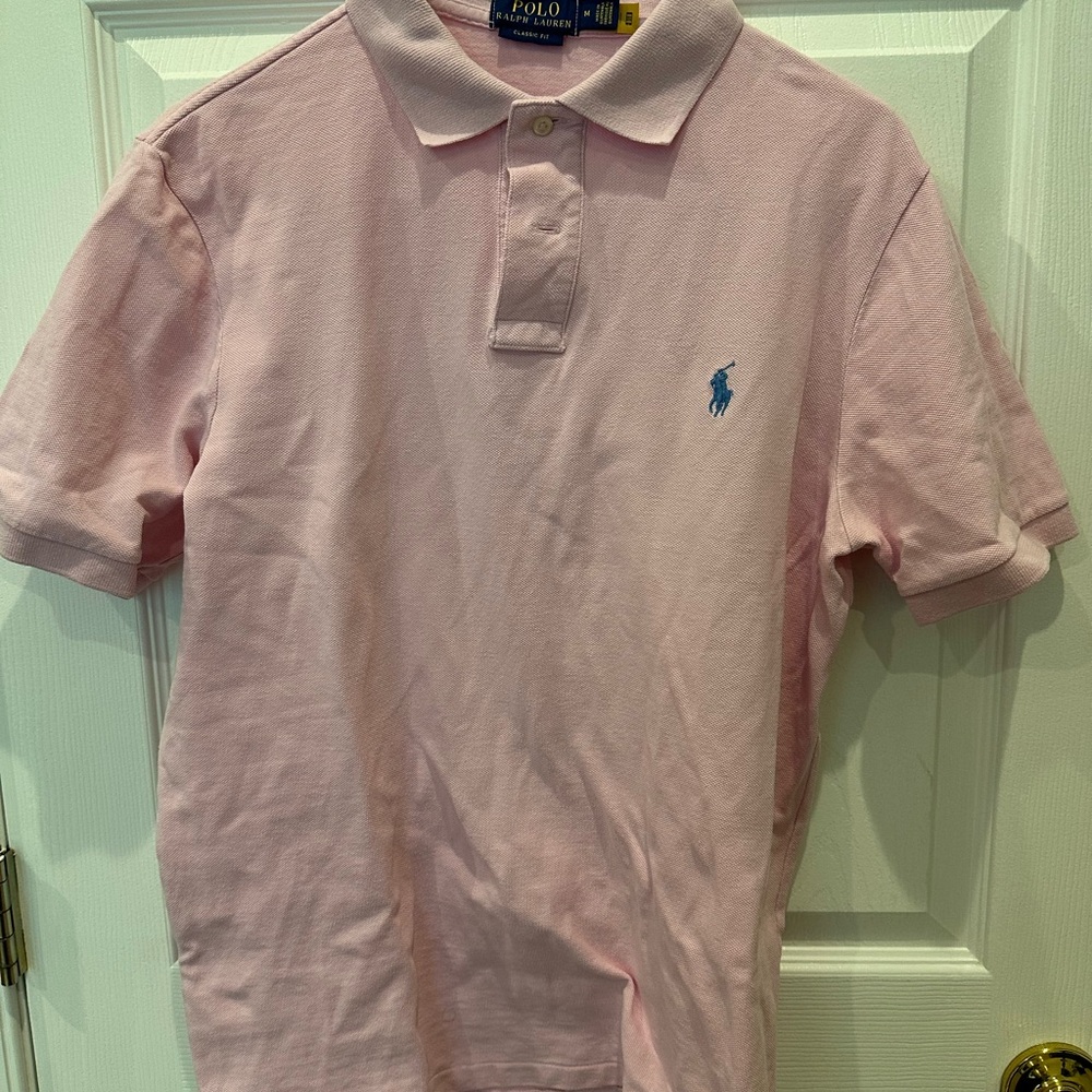 Polo by Ralph Lauren Men’s Light Pink Polo with Blue Pony